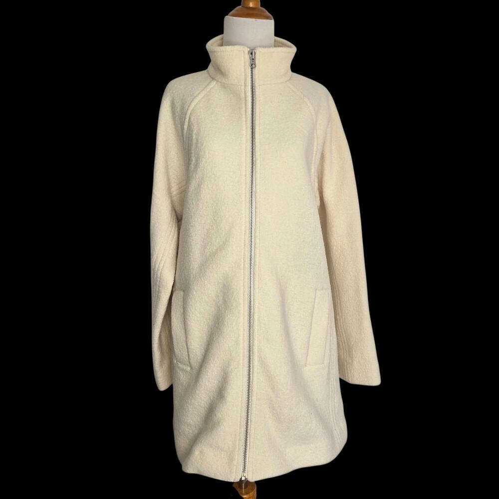 J Crew Womens Swingy Mockneck Coat Minimalist Italian Wool Quiet Luxury Medium